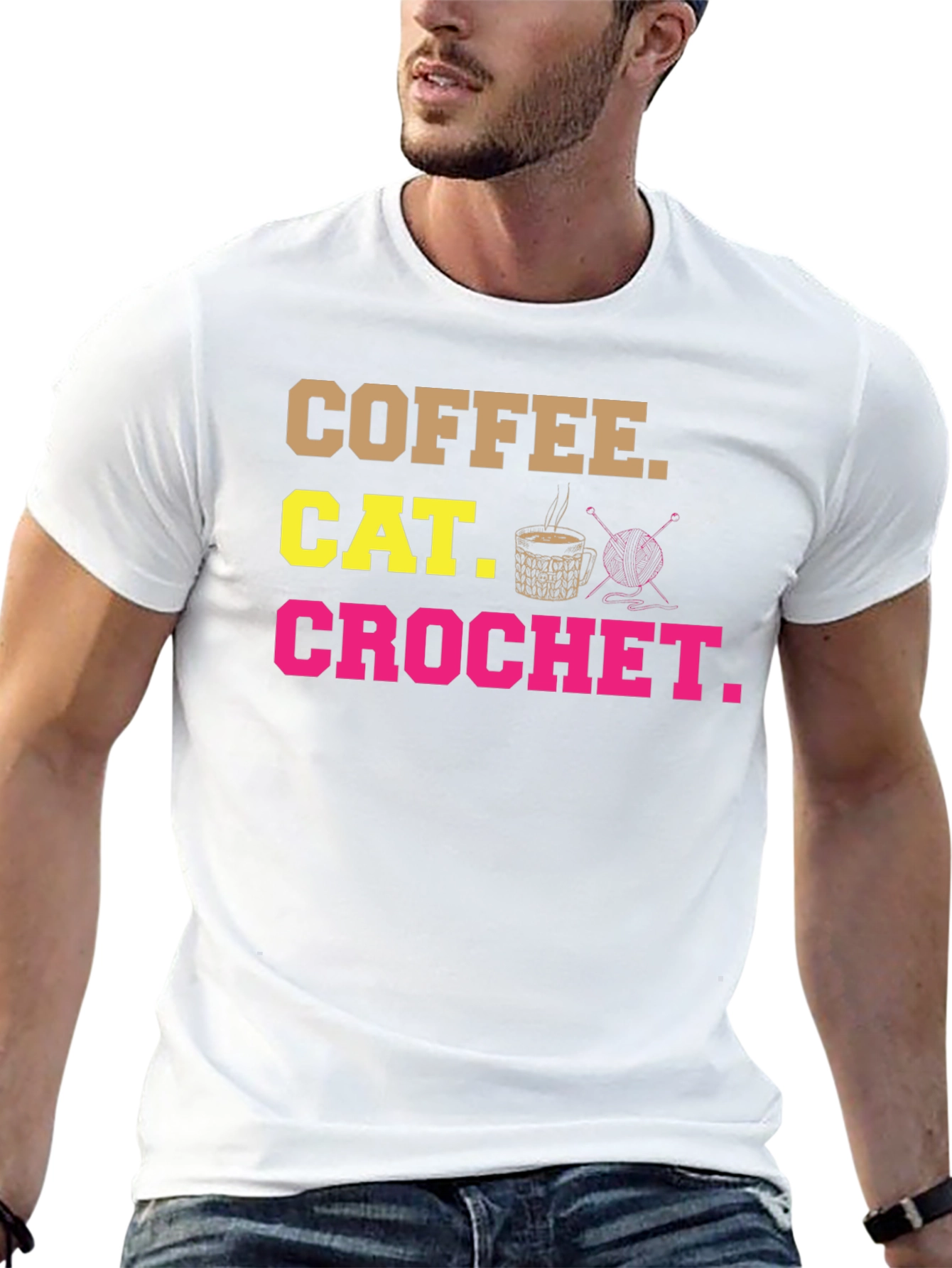Coffee Cat Crochet T-Shirt - Hobby Tee