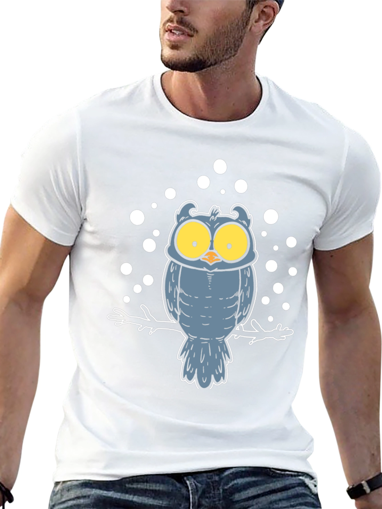 Owl Graphic Print Black T-Shirt