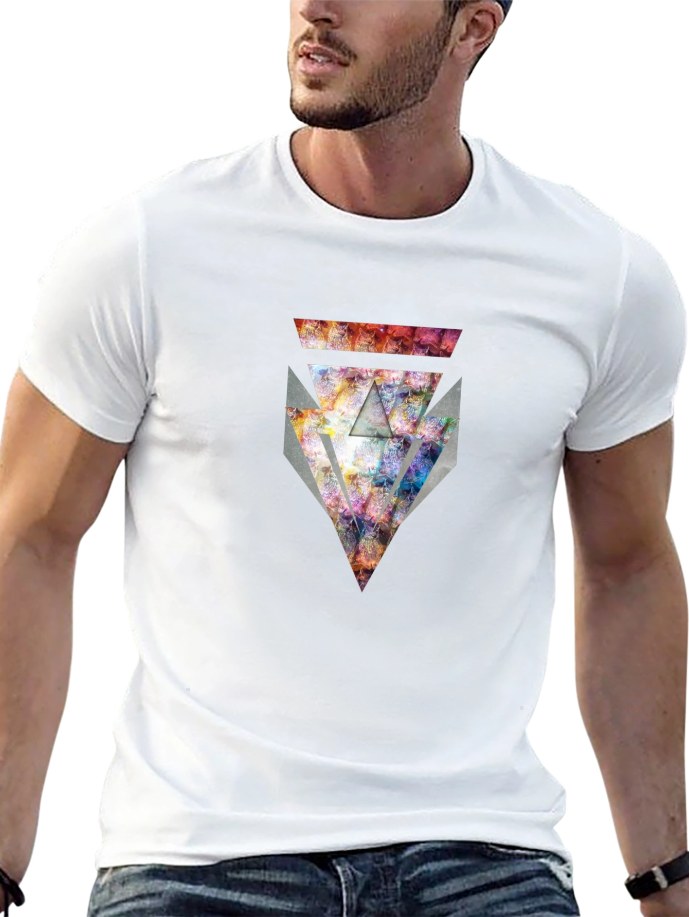 Abstract Geometric Graphic Print Black T-Shirt