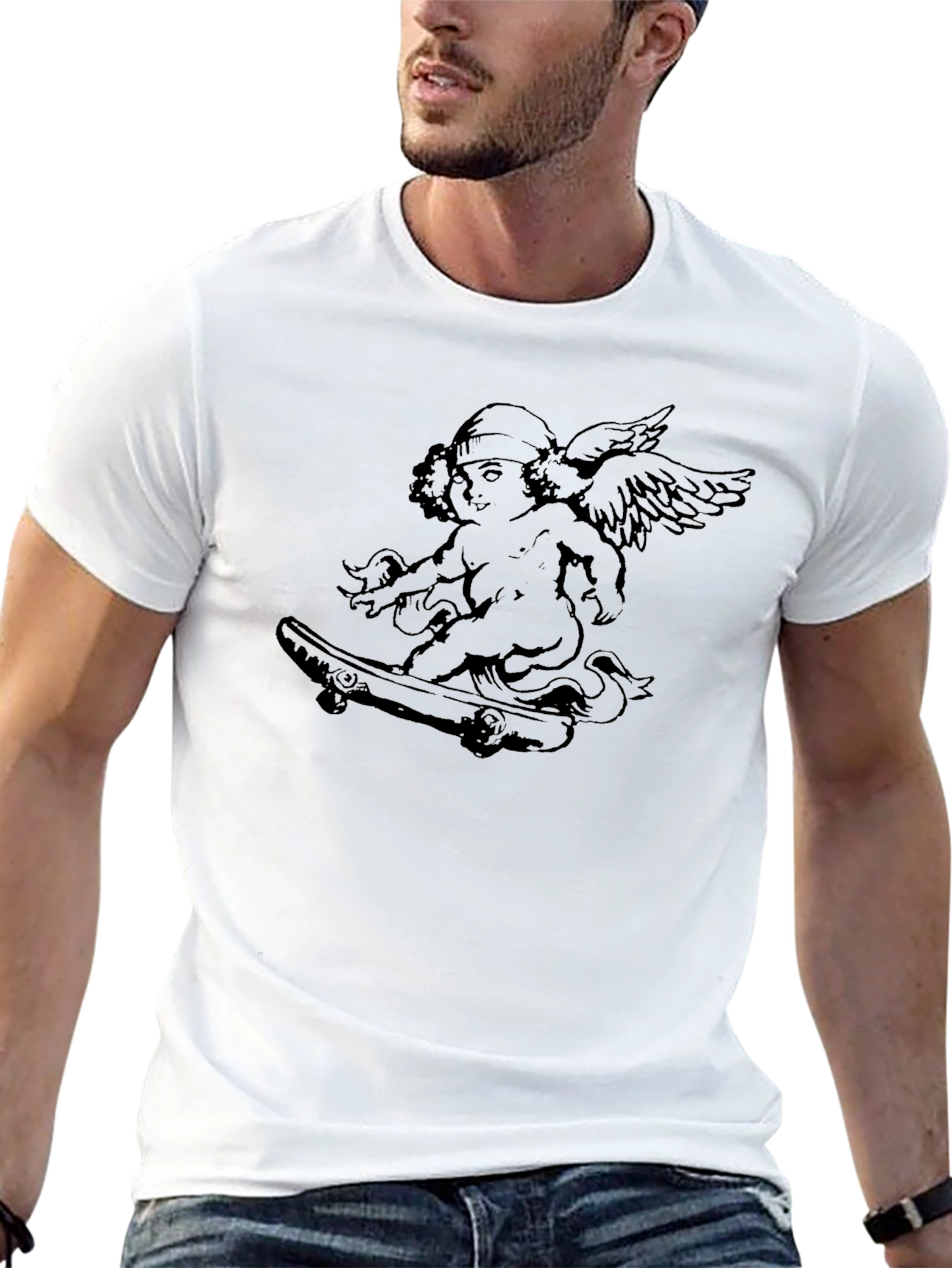 Black Angel Skateboarder Graphic Tee