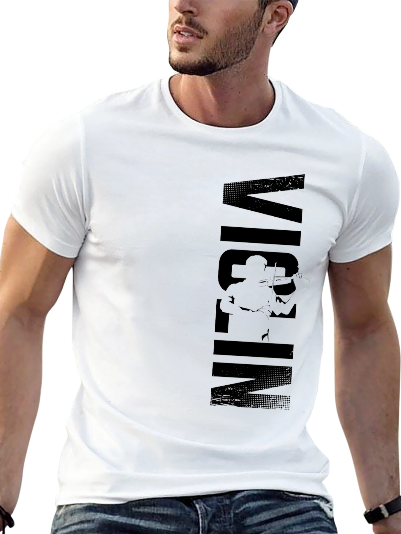 Violin Player Graphic Print Black T-Shirt