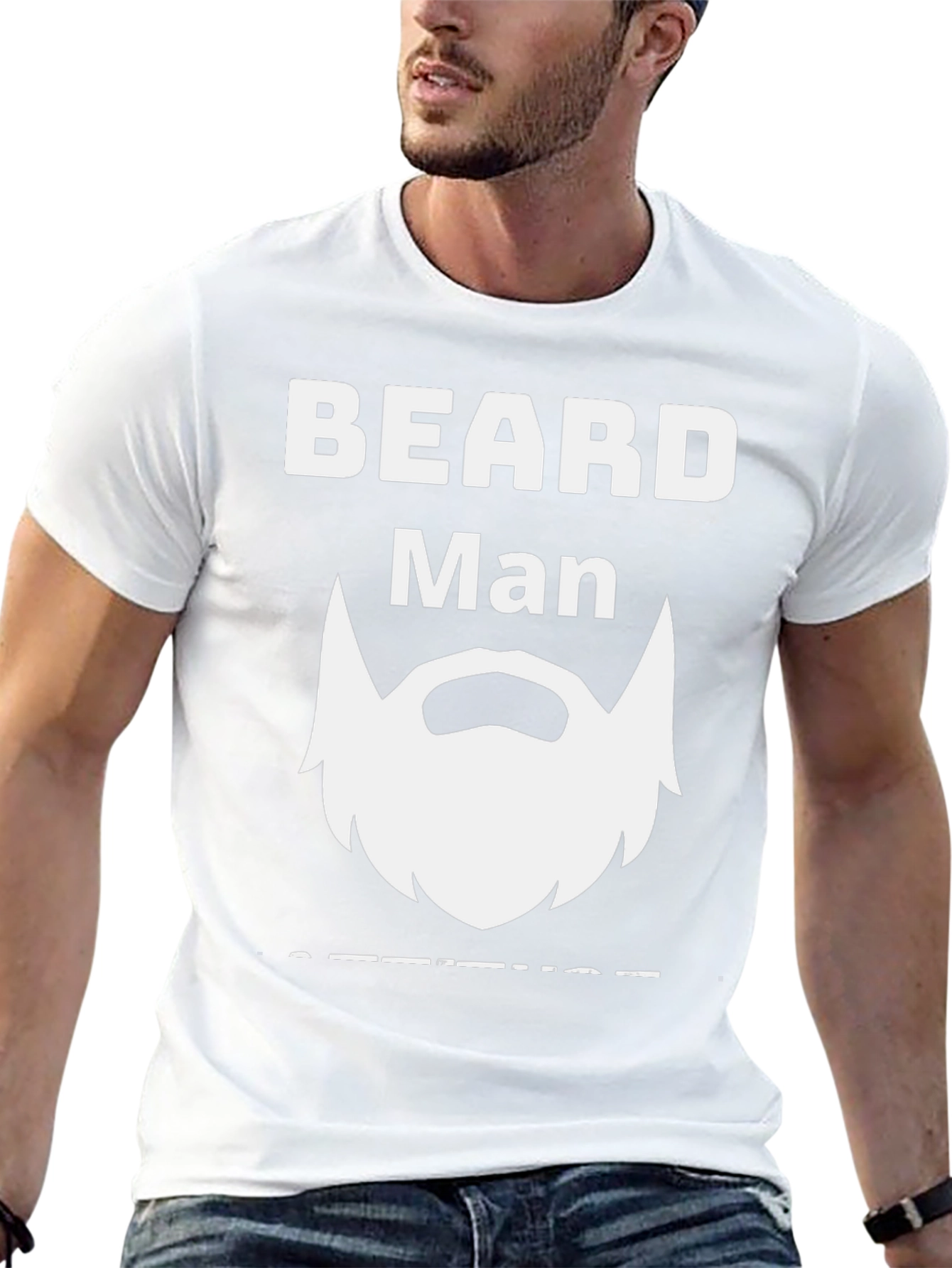 Beard Man T-Shirt - Black Crew Neck Tee