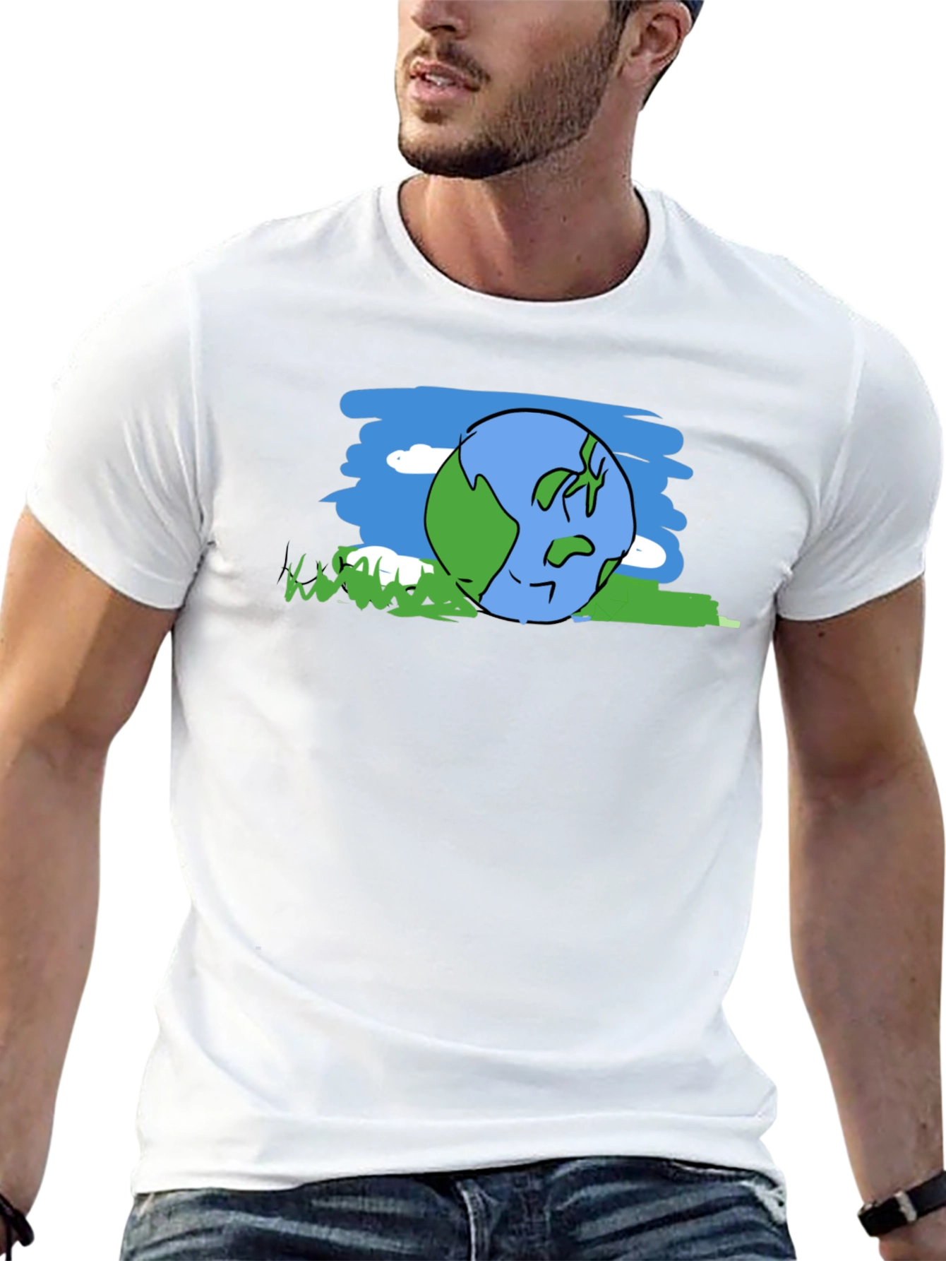 Cartoon Earth Graphic Tee - Black