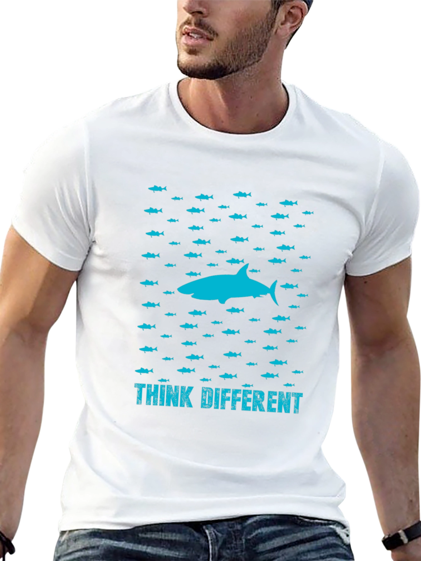 Think Different Shark Graphic T-Shirt