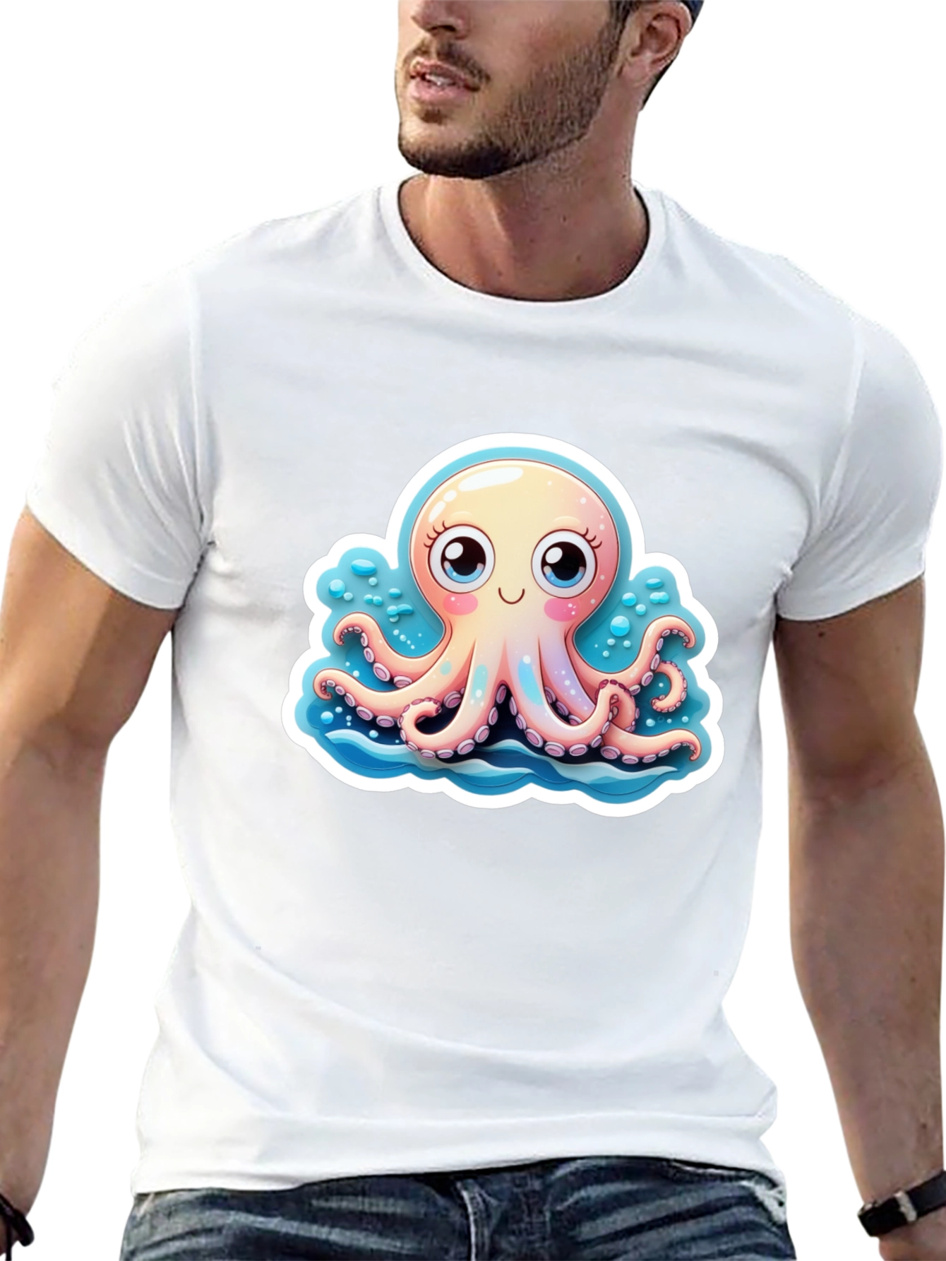 Cute Octopus Graphic Tee - Stylish Black T-Shirt