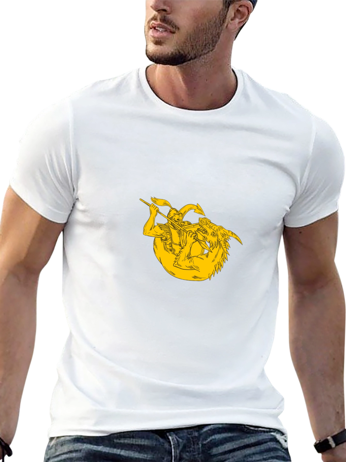 Black Graphic Tee - Knight vs Dragon
