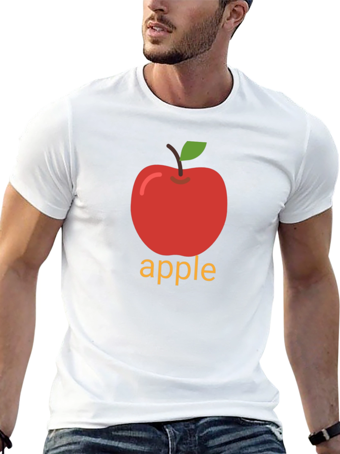 Apple Graphic Print Black T-Shirt