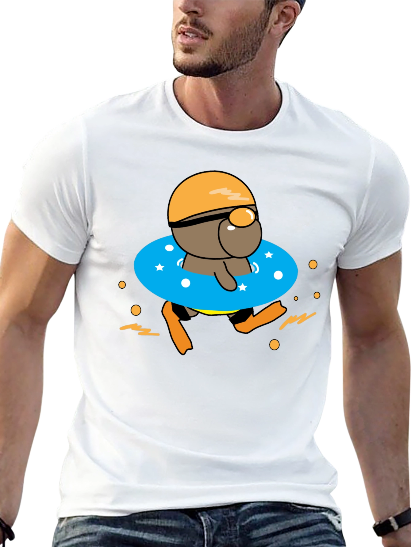 Cartoon Swimmer T-Shirt - Funny Summer Graphic Tee