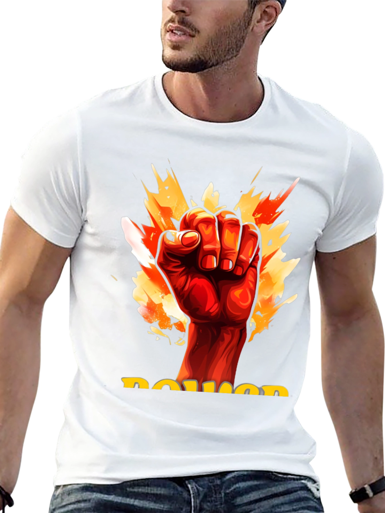 Power Fist Graphic Tee - Mens Black Cotton T-Shirt