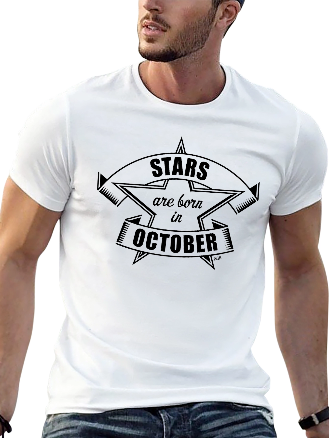 Stars Born in October Black T-Shirt