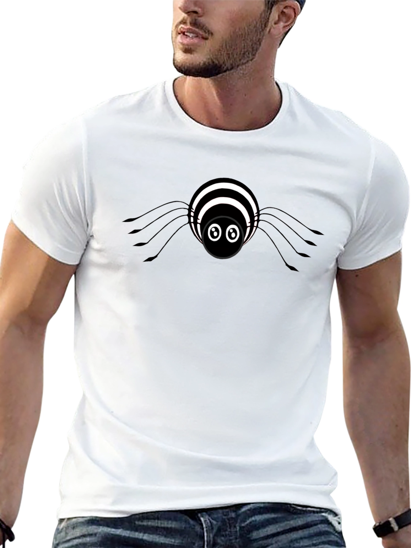 Black Spider Graphic Tee - Mens Casual Cotton Shirt