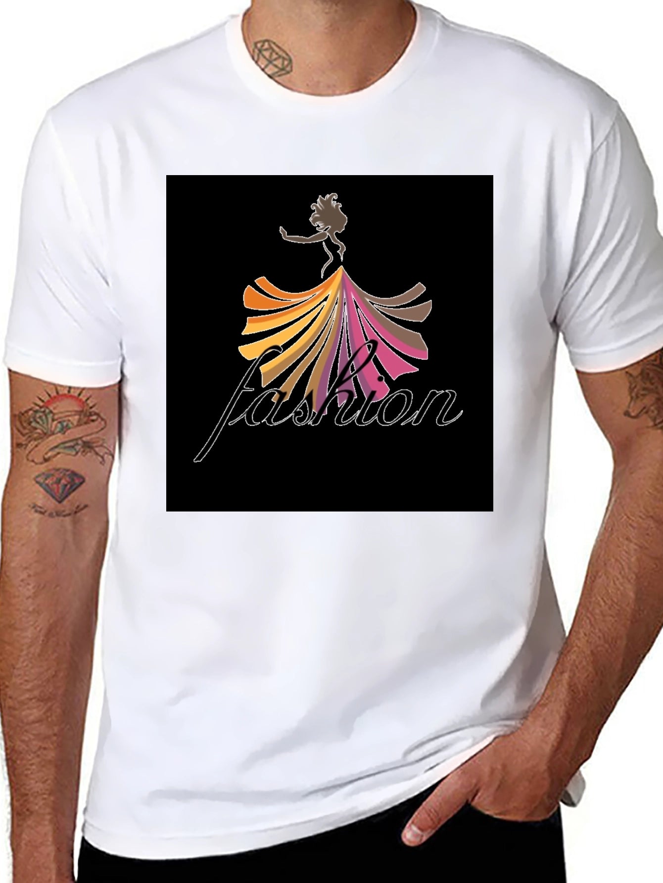Fashion Print Black T-Shirt