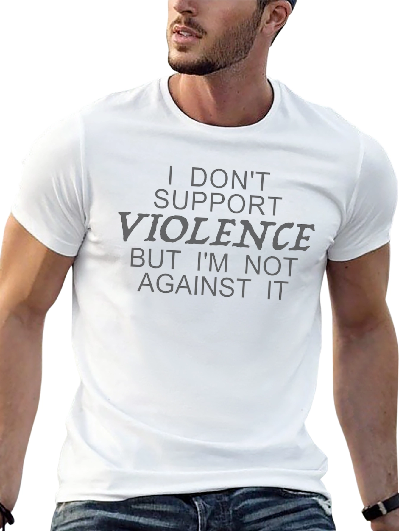 I Dont Support Violence Mens Black T-Shirt