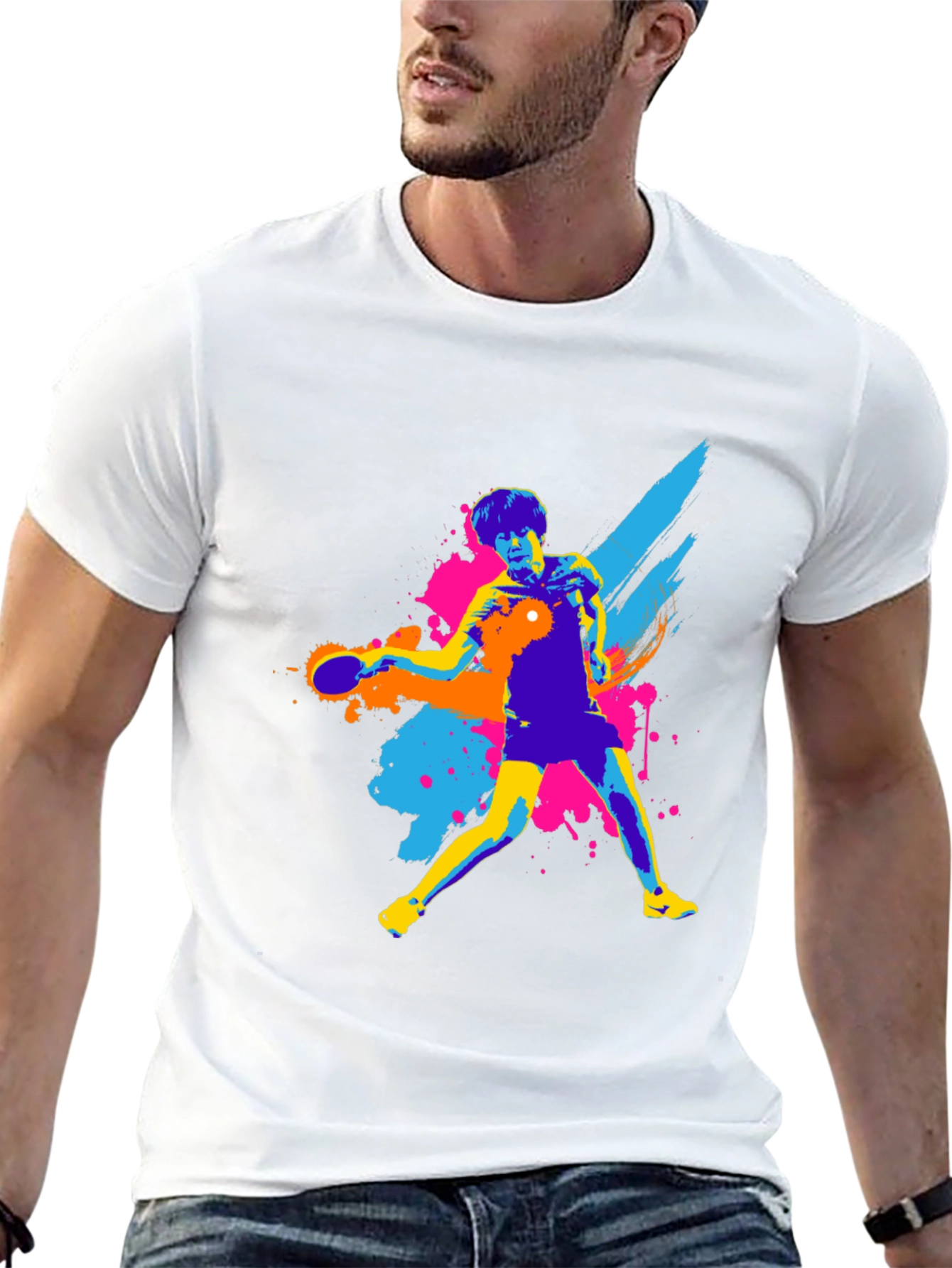 Ping Pong Player Graphic Tee - Black T-Shirt