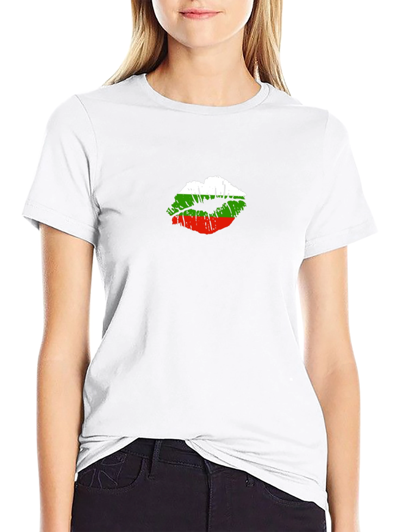 Bulgaria Flag Lips Mens Black T-Shirt