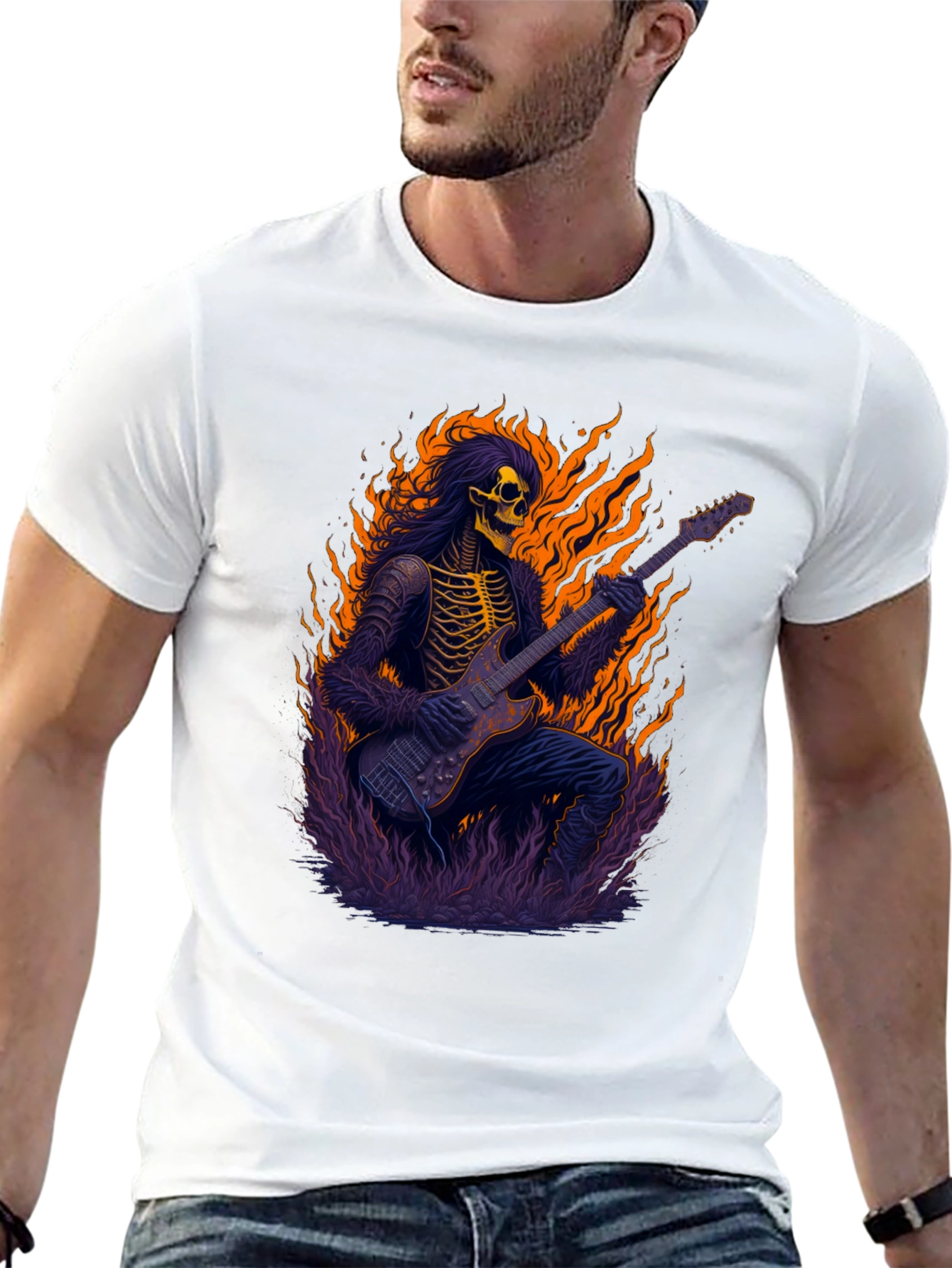Skeleton Guitarist Graphic T-Shirt