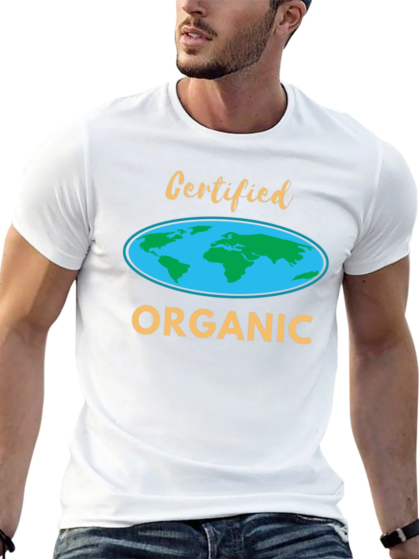Certified Organic World Map T-Shirt - Black