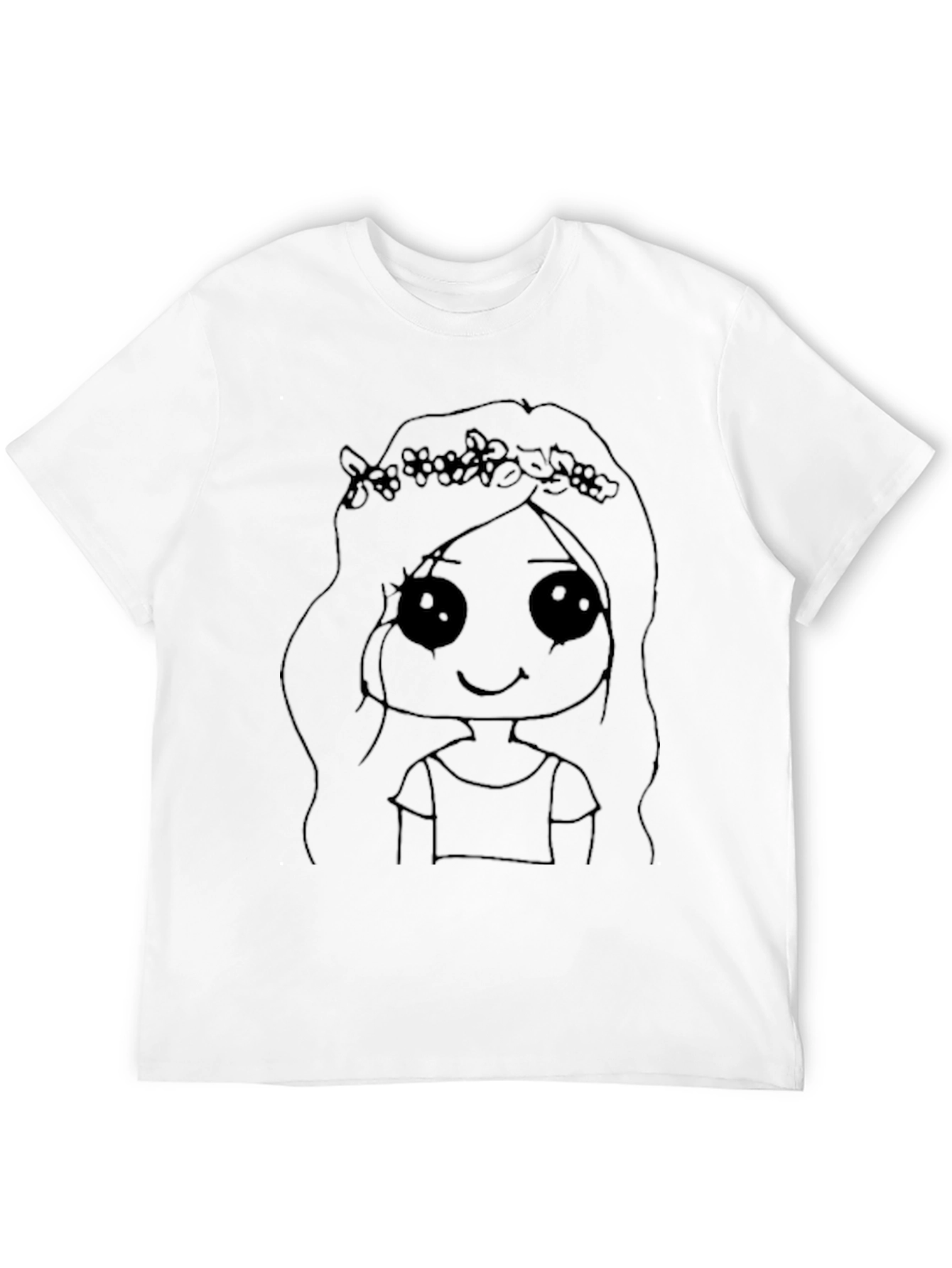 Cute Cartoon Girl Black T-Shirt