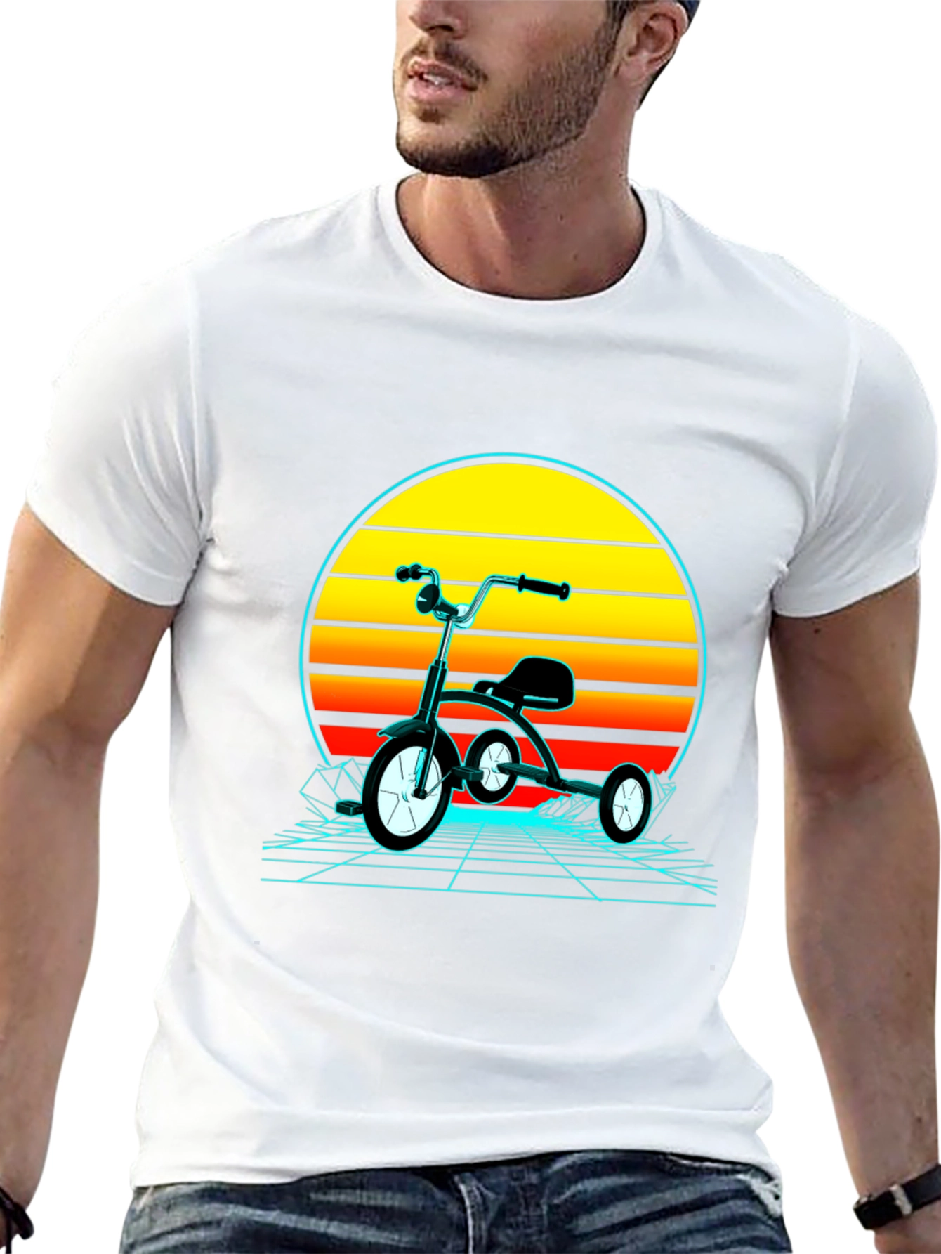 Retro Tricycle Sunset Graphic T-Shirt