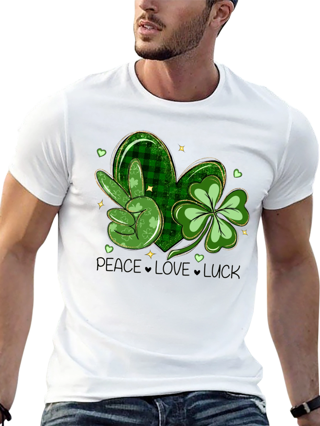St. Patricks Day Peace Love Luck Graphic Tee