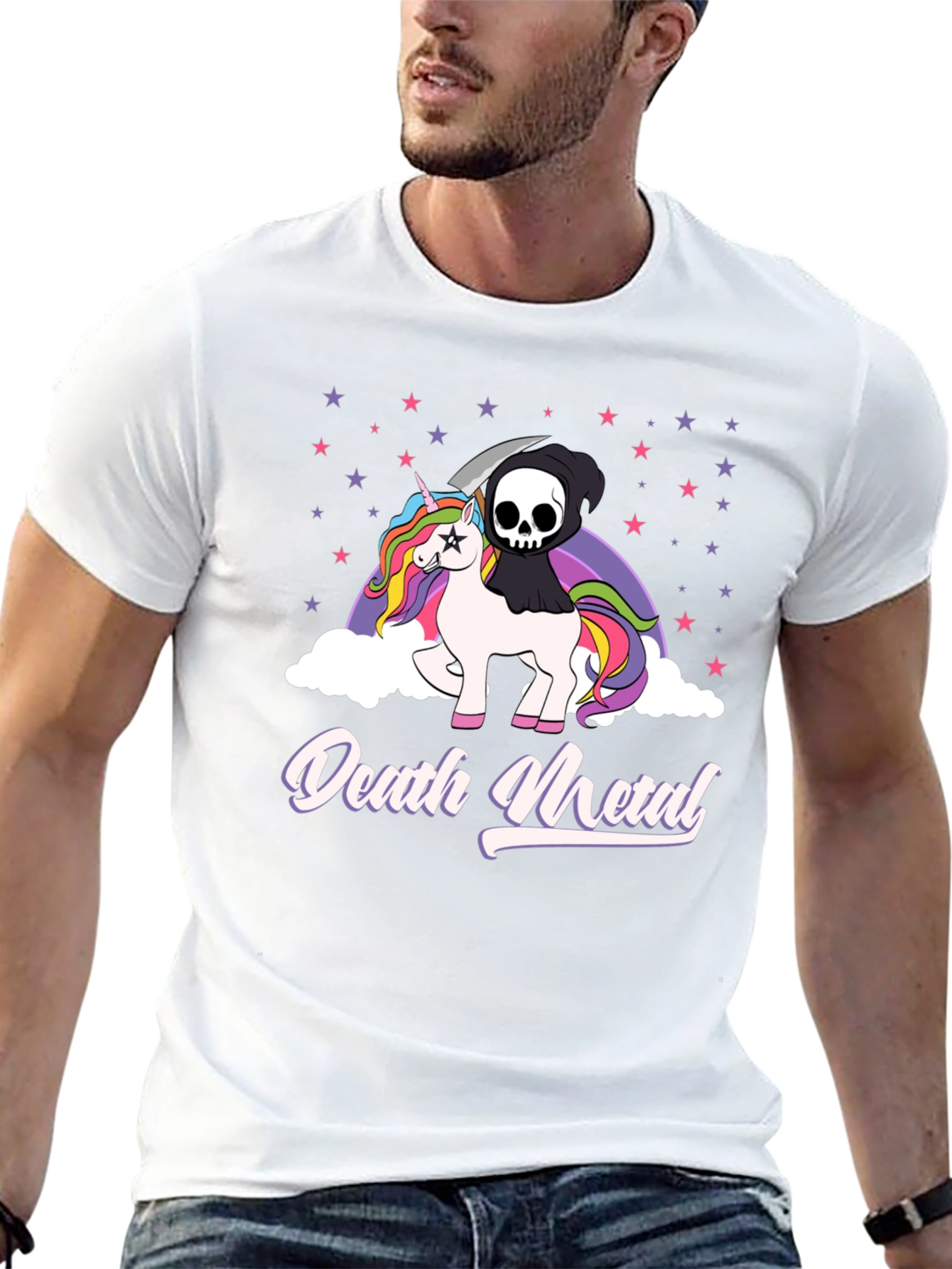 Death Metal Unicorn Graphic T-Shirt