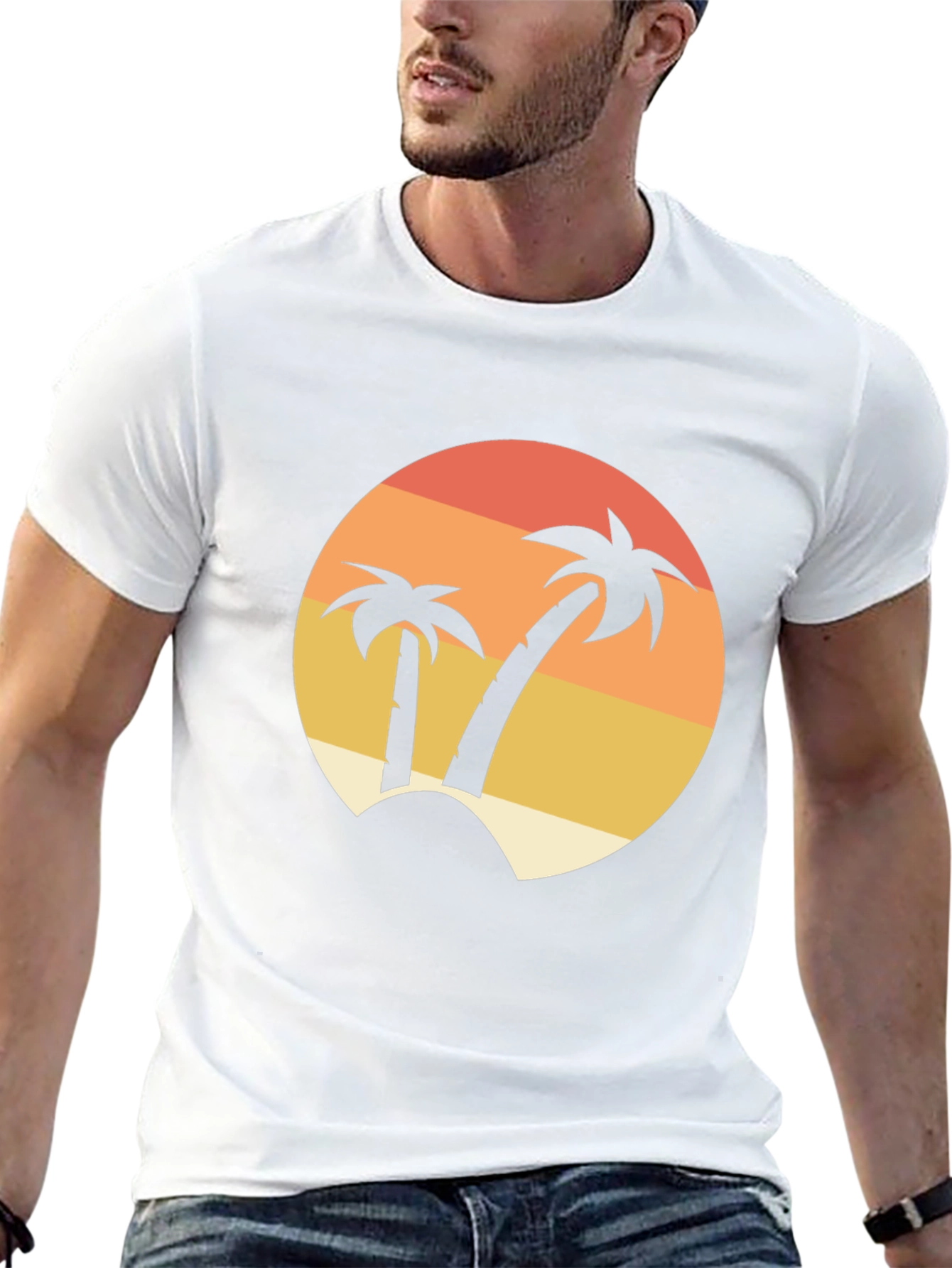 Tropical Palm Tree Sunset Graphic T-Shirt
