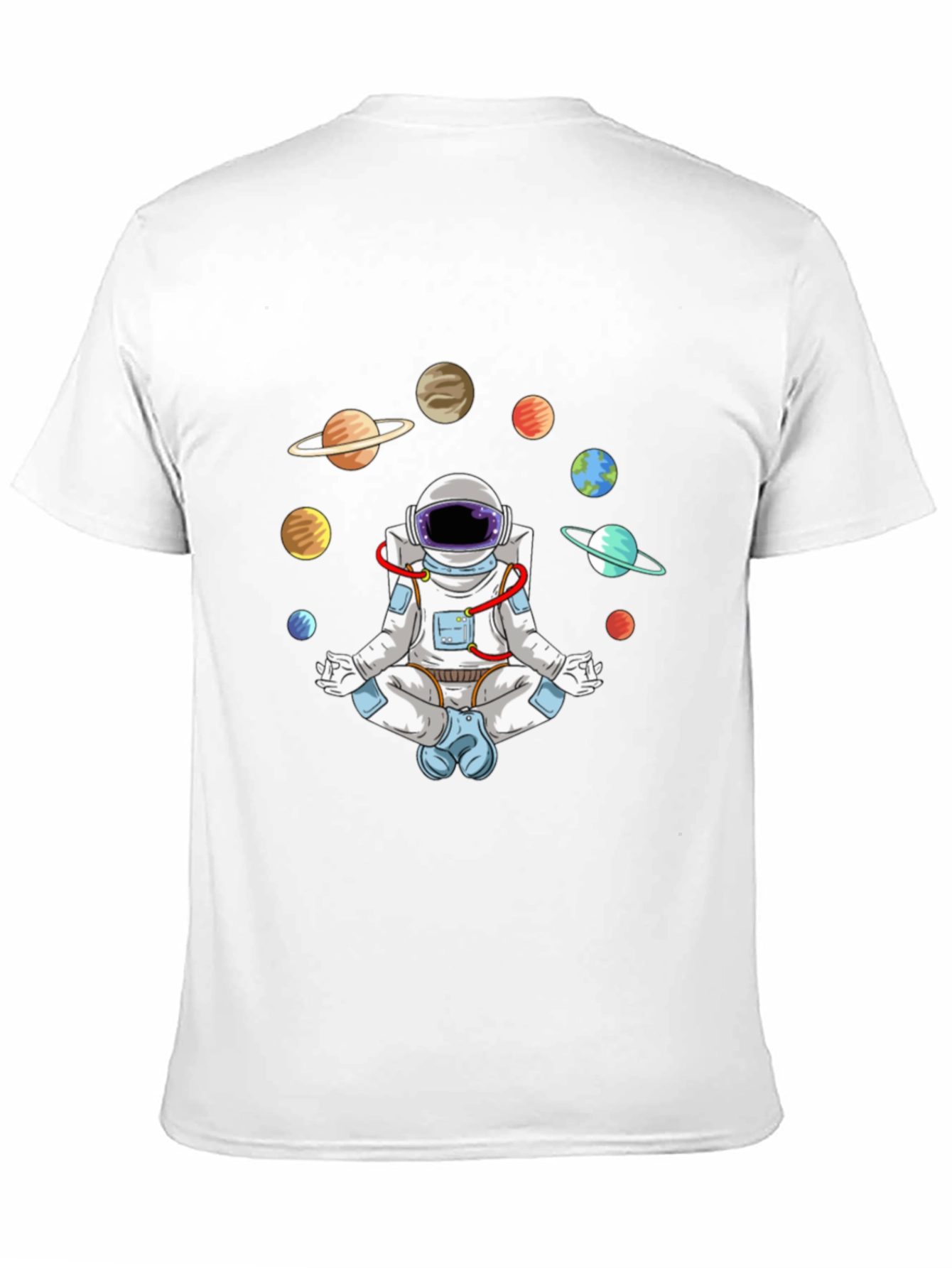 Meditating Astronaut Planets Graphic Tee