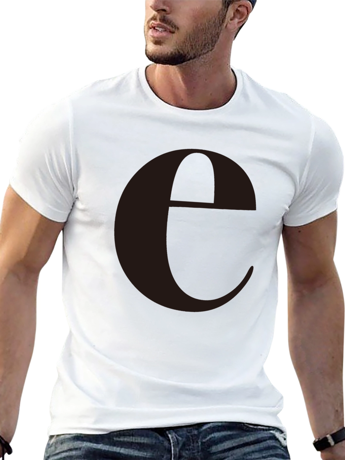Minimalist Black T-Shirt with Large Letter e