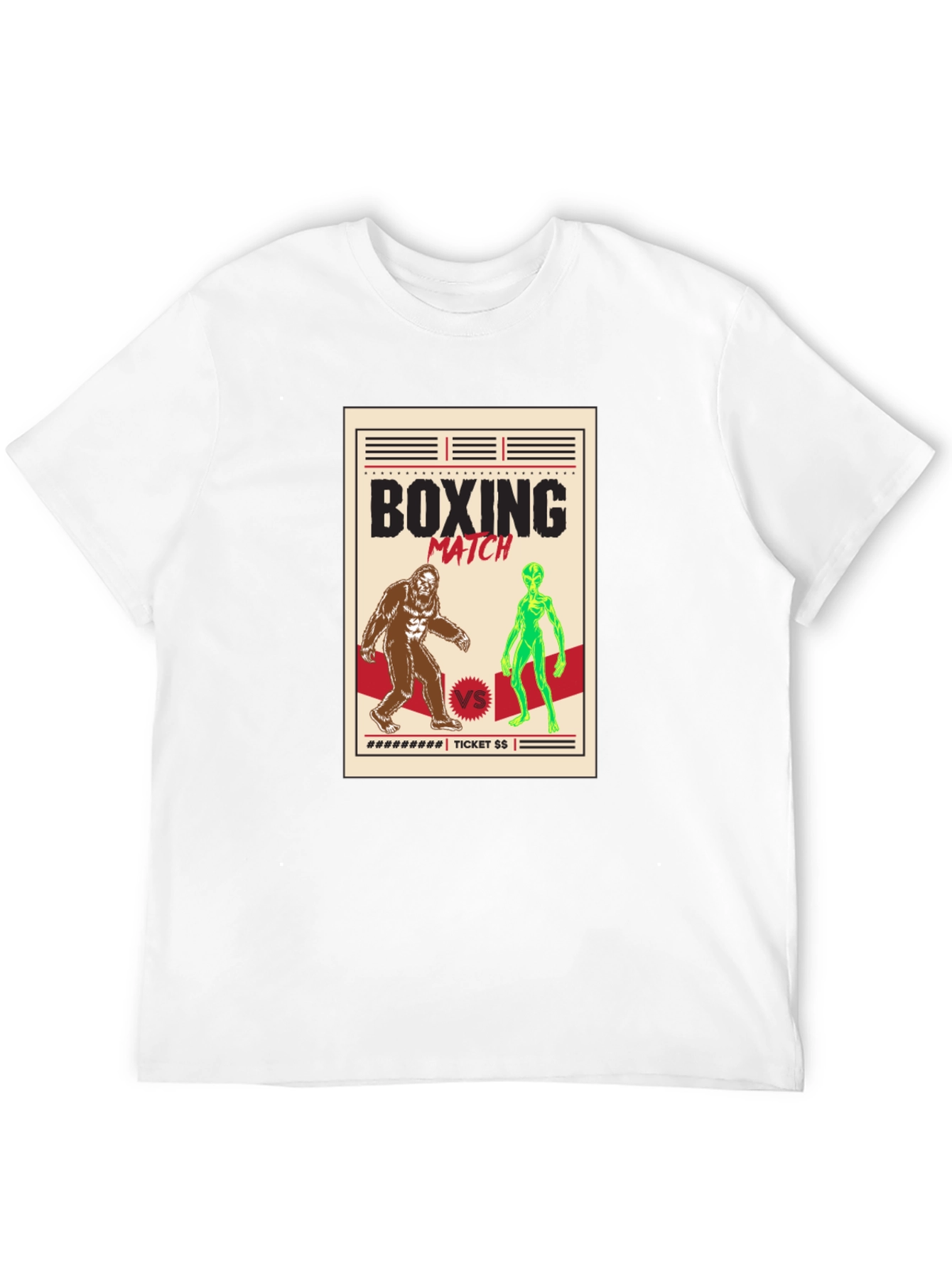 Boxing Match Bigfoot vs Alien Graphic Tee
