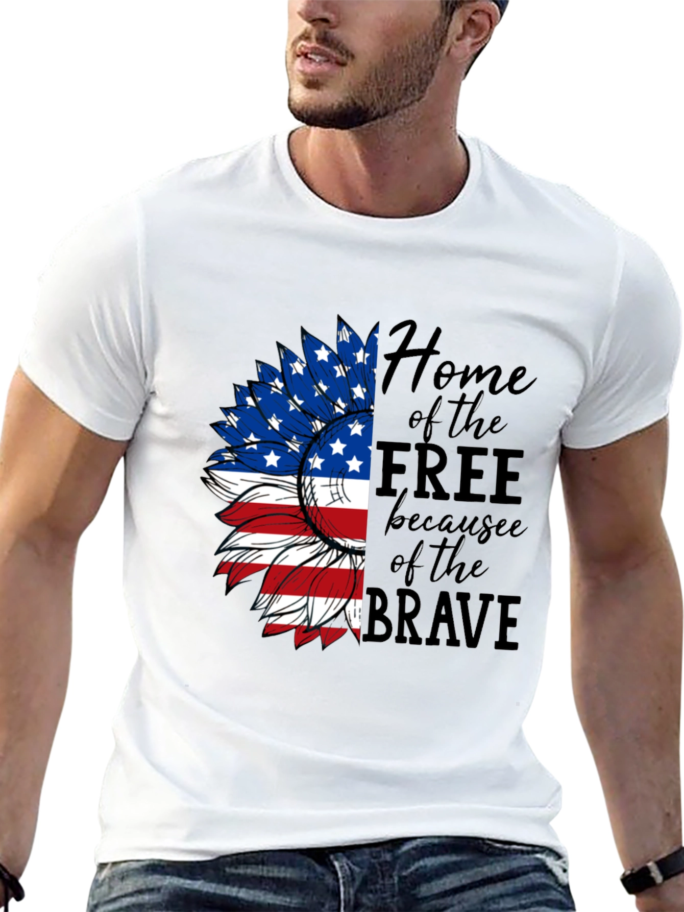 Patriotic Sunflower Graphic Tee - Home of the Free