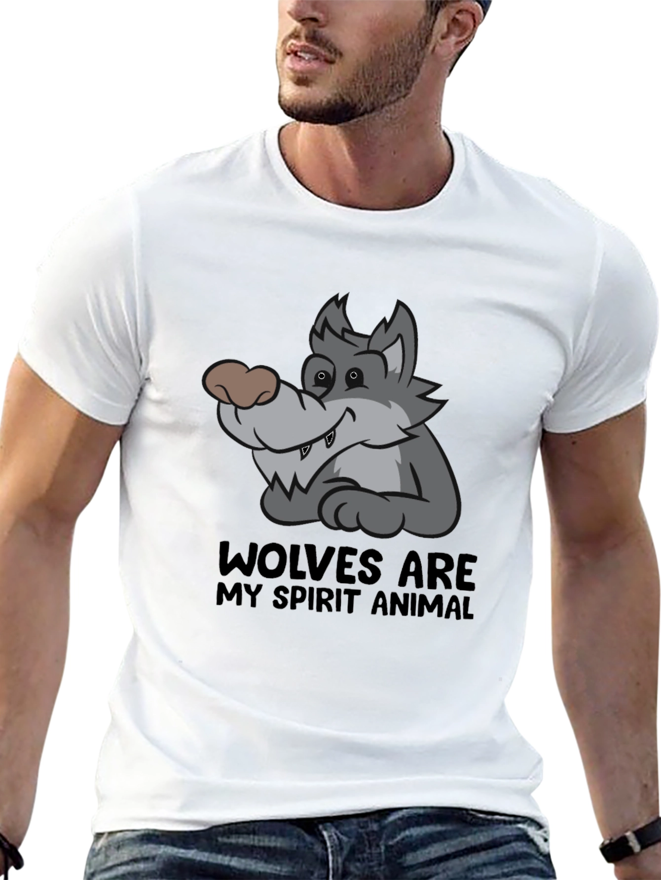 Wolf Spirit Animal Graphic T-Shirt - Black
