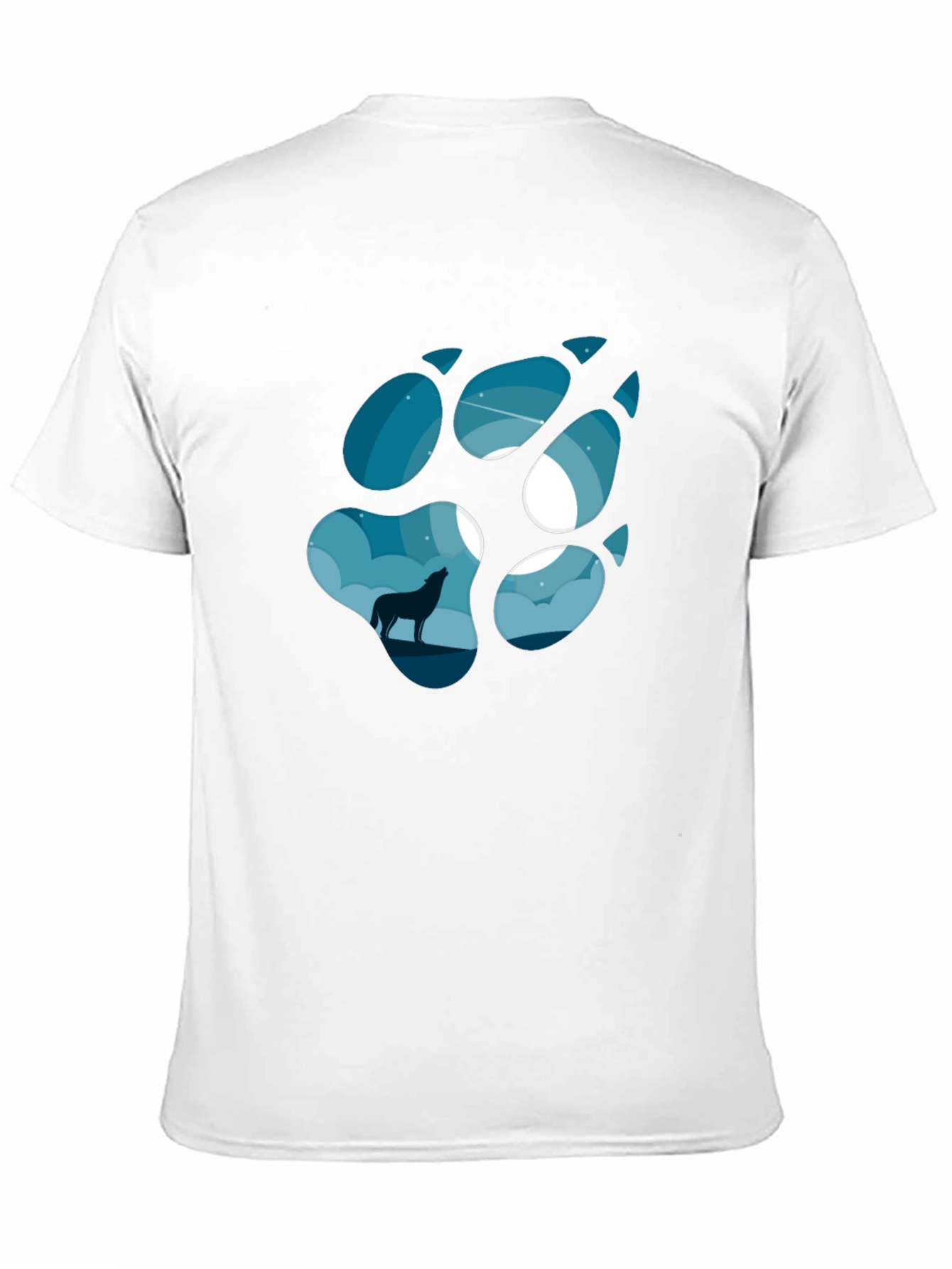 Wolf Paw Print T-Shirt - Night Sky Design