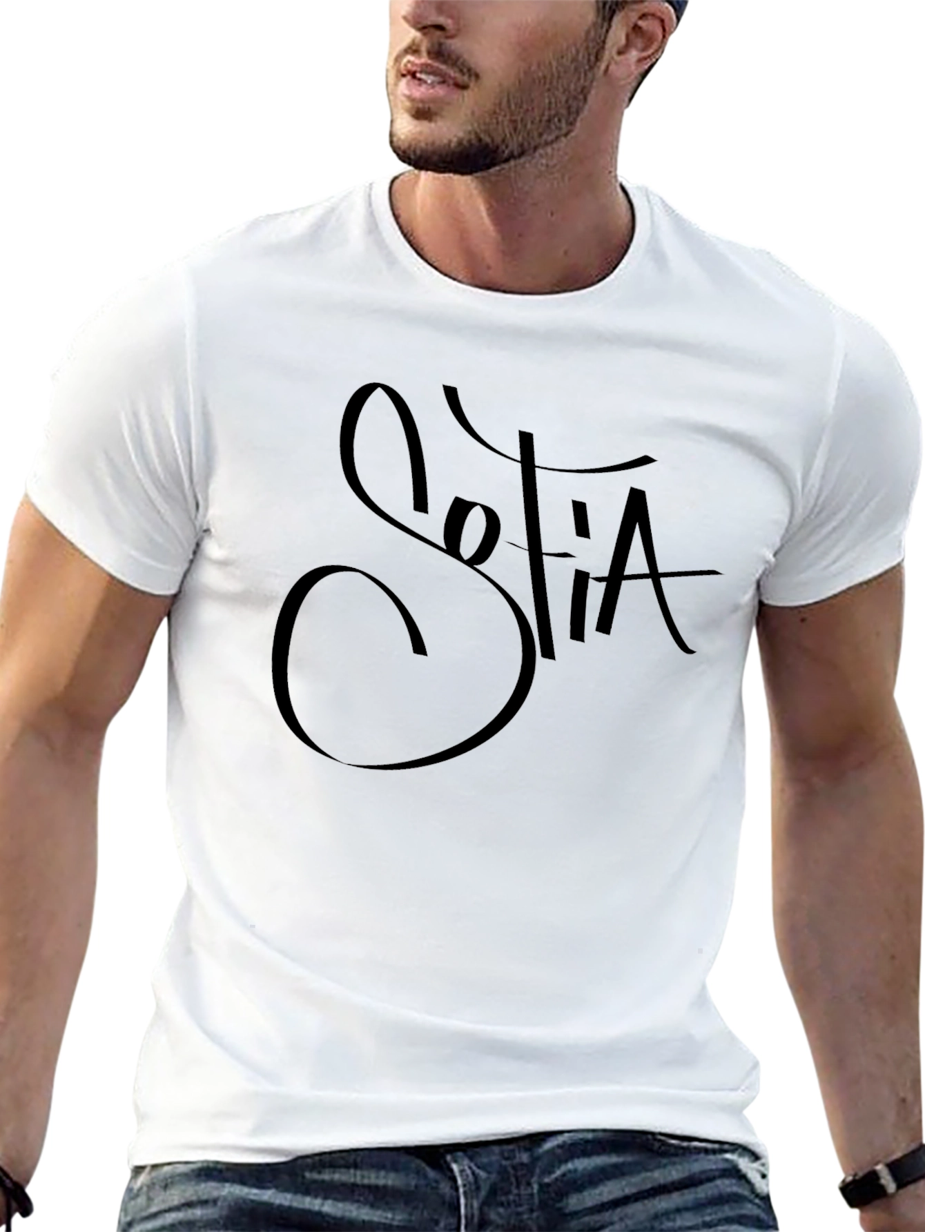 Stylish Sofia Graphic Black T-Shirt