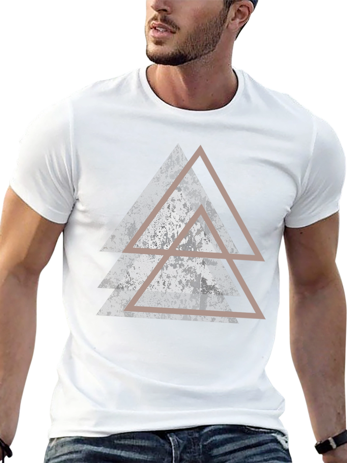 Geometric Triangle Graphic Black T-Shirt