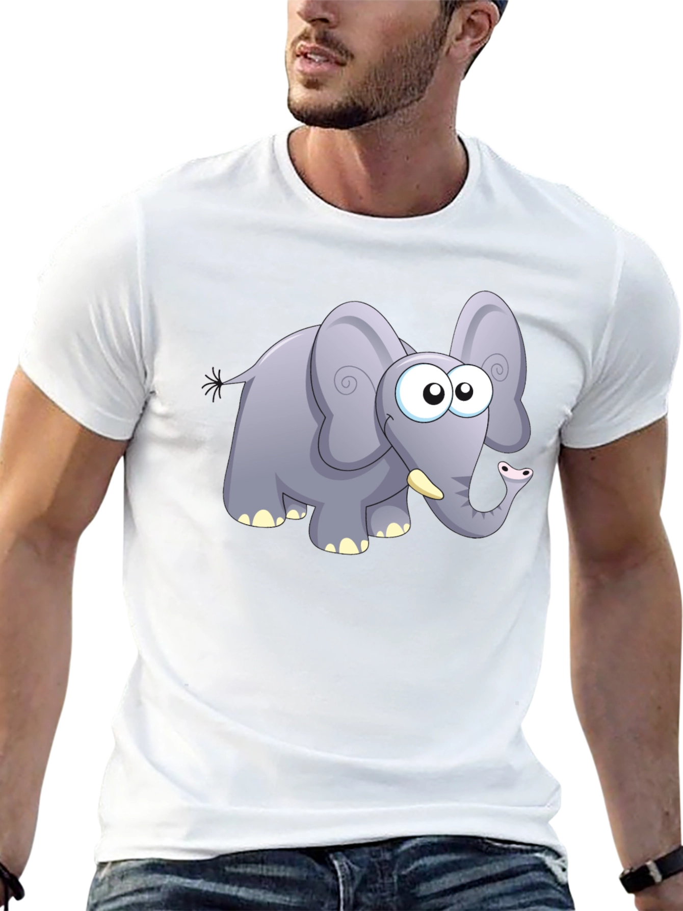 Cartoon Elephant Graphic T-Shirt