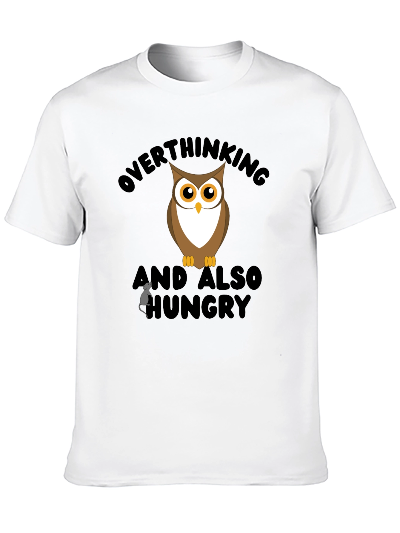 Overthinking Owl Graphic Black T-Shirt