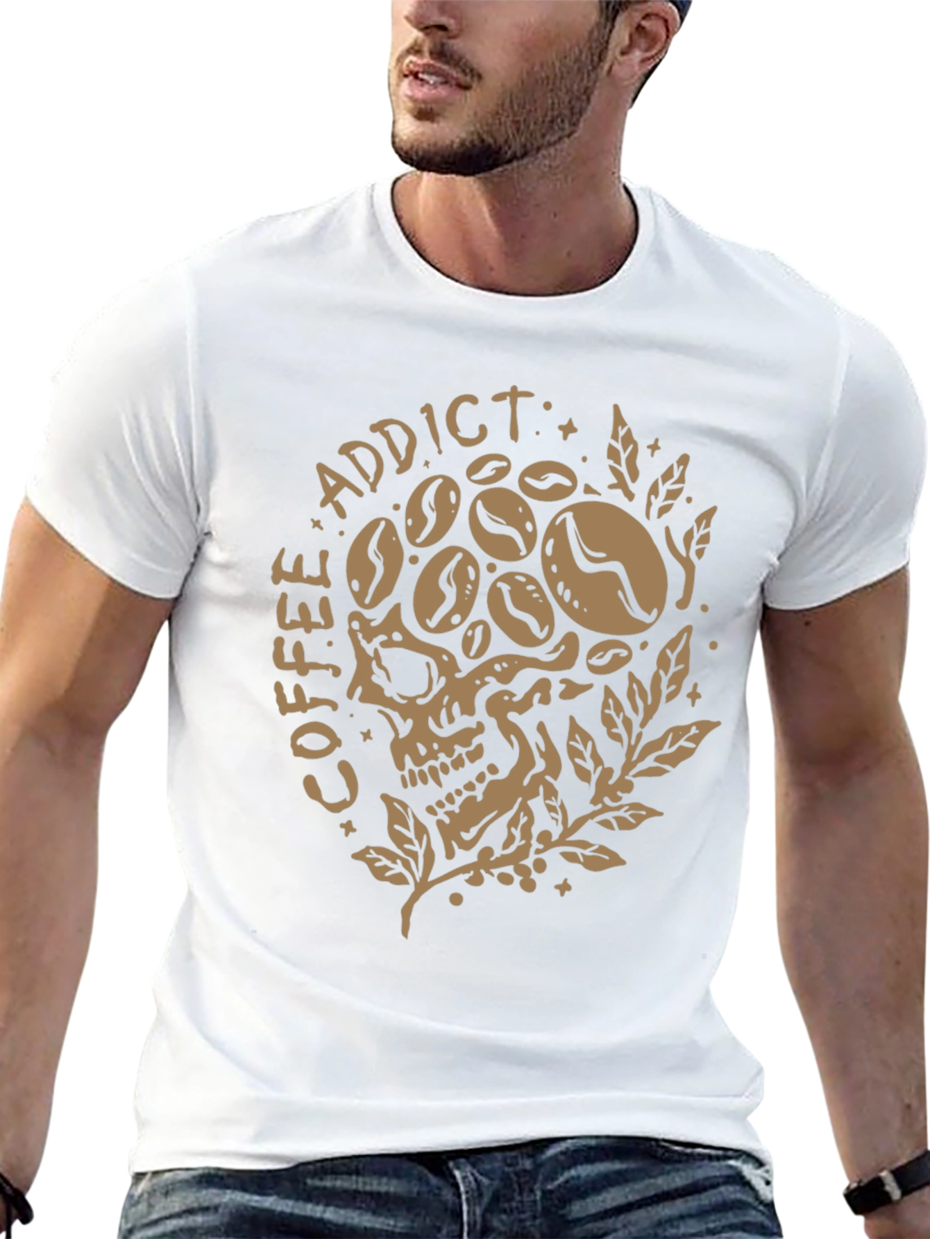 Coffee Addict Skull Graphic T-Shirt