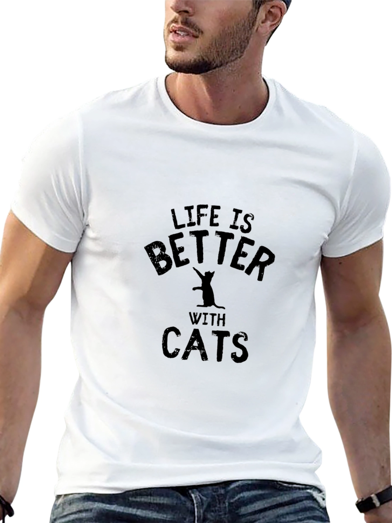 Life is Better with Cats Black T-Shirt