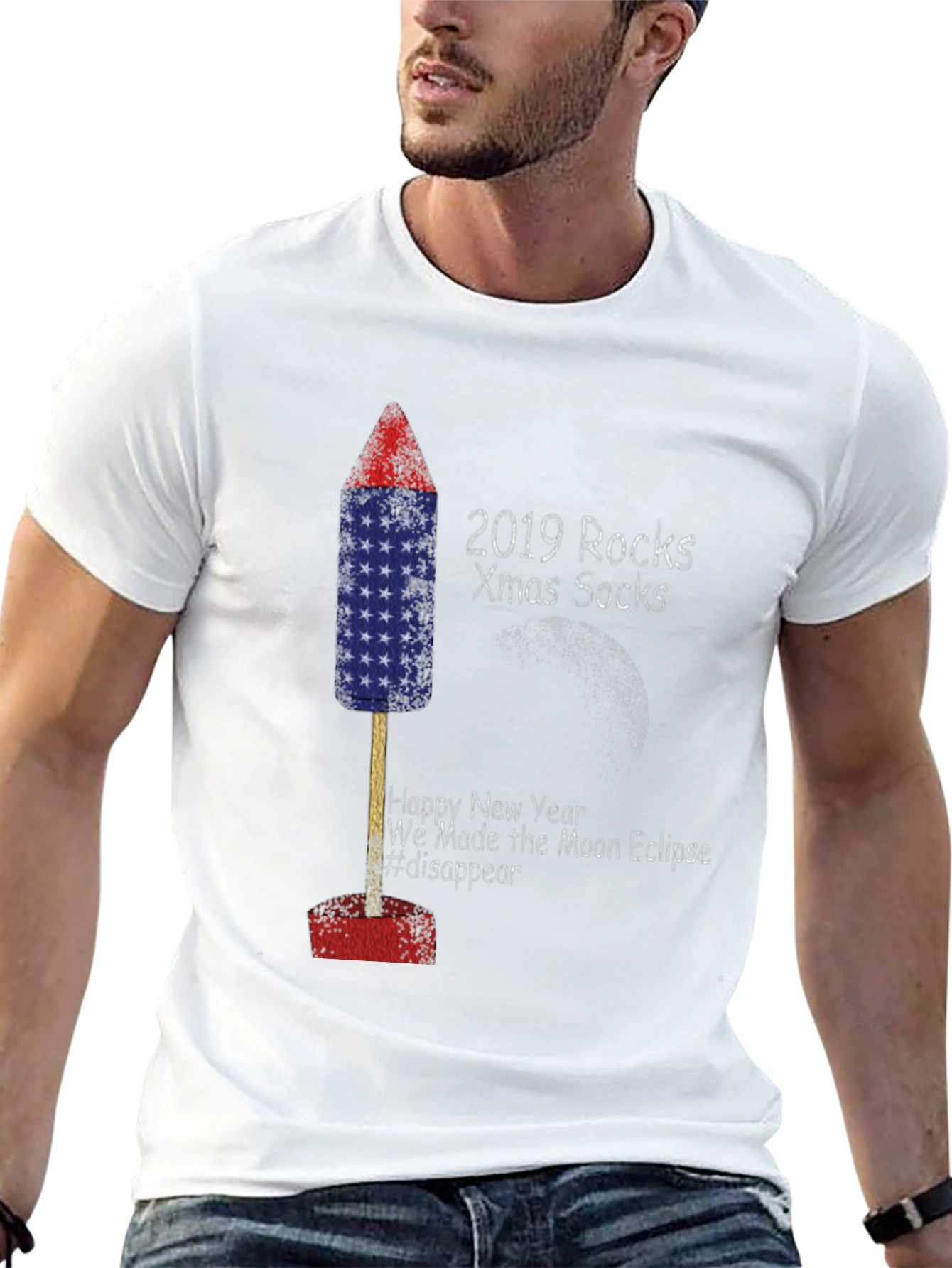Festive Holiday T-Shirt with Novelty Firework Design