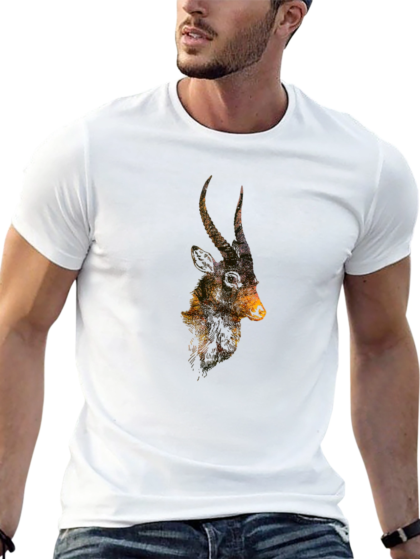 Antelope Silhouette Graphic Tee - Nature Inspired T-Shirt