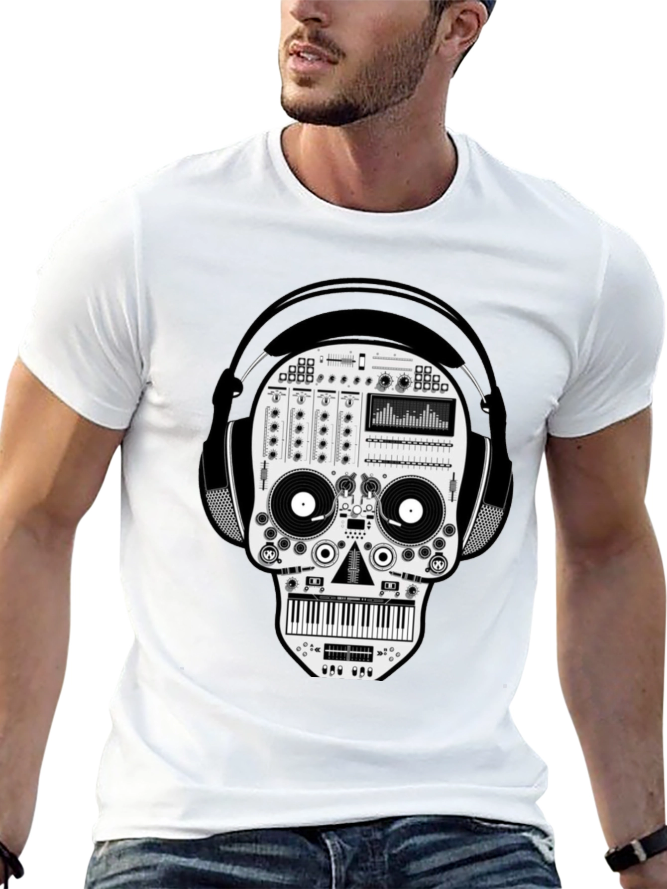 DJ Skull Graphic T-Shirt - Unique Music Lover Tee