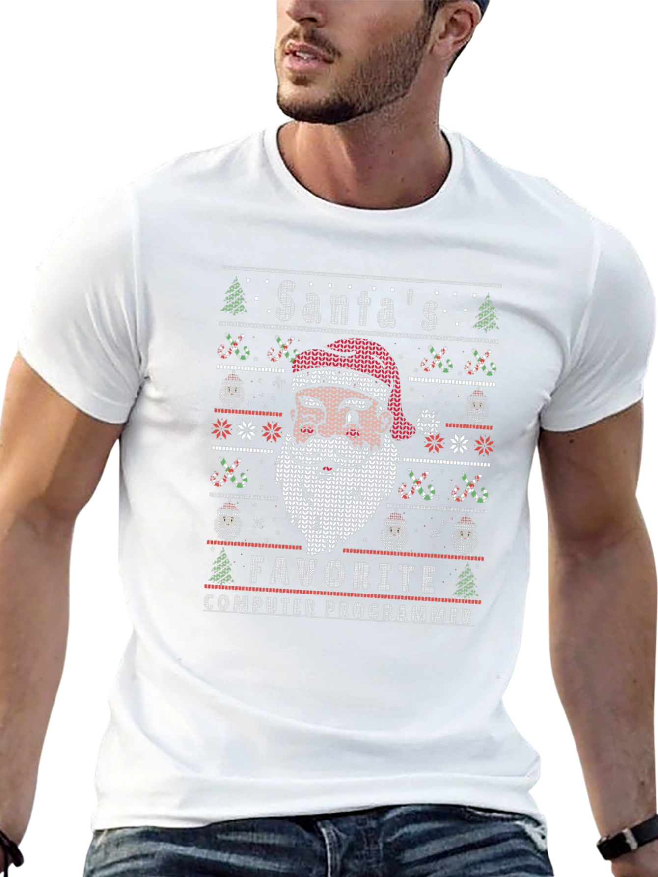 Santas Favorite Computer Programmer Ugly Christmas T-Shirt