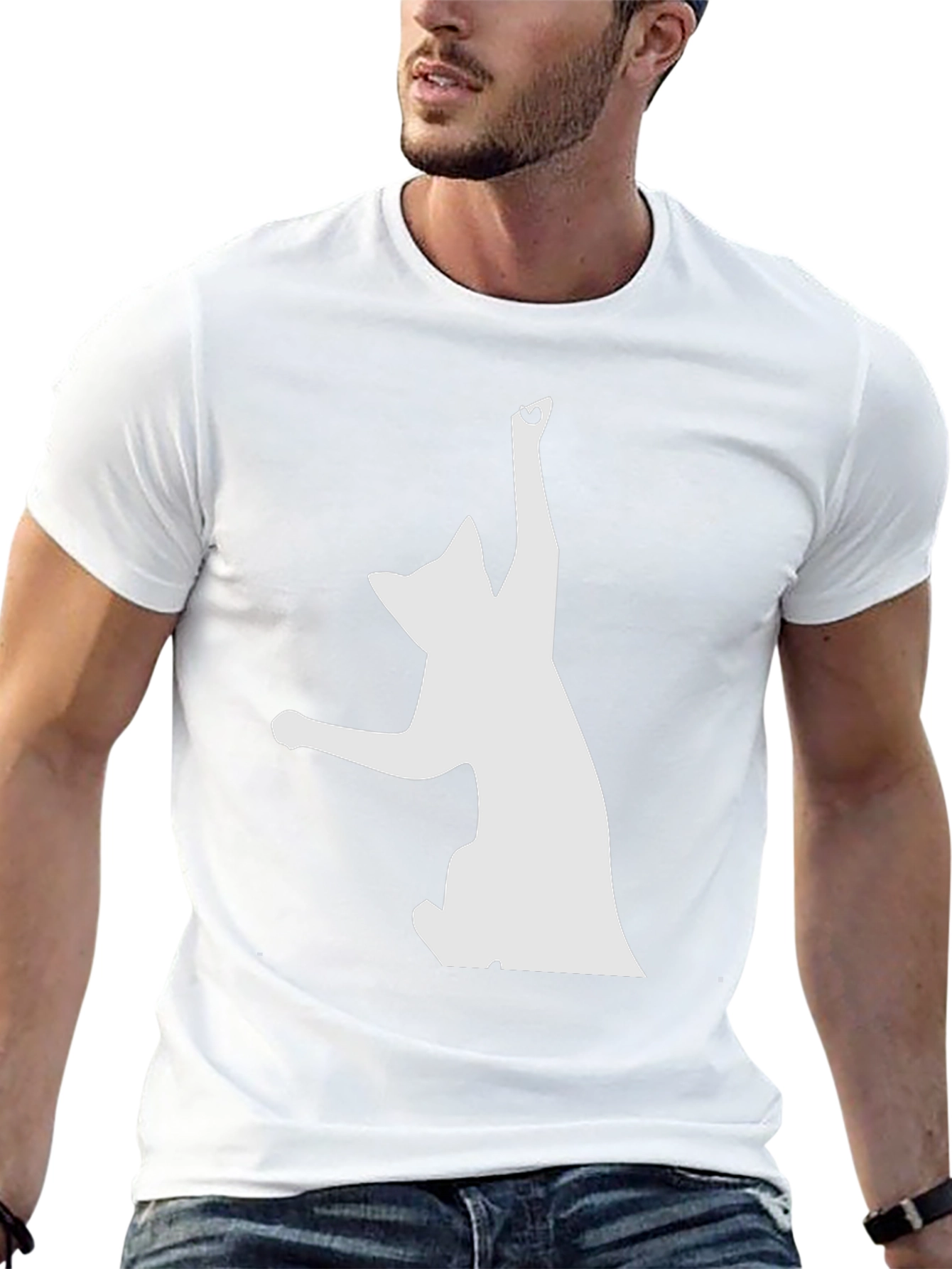 Playful Cat Graphic Black T-Shirt - Unique Design