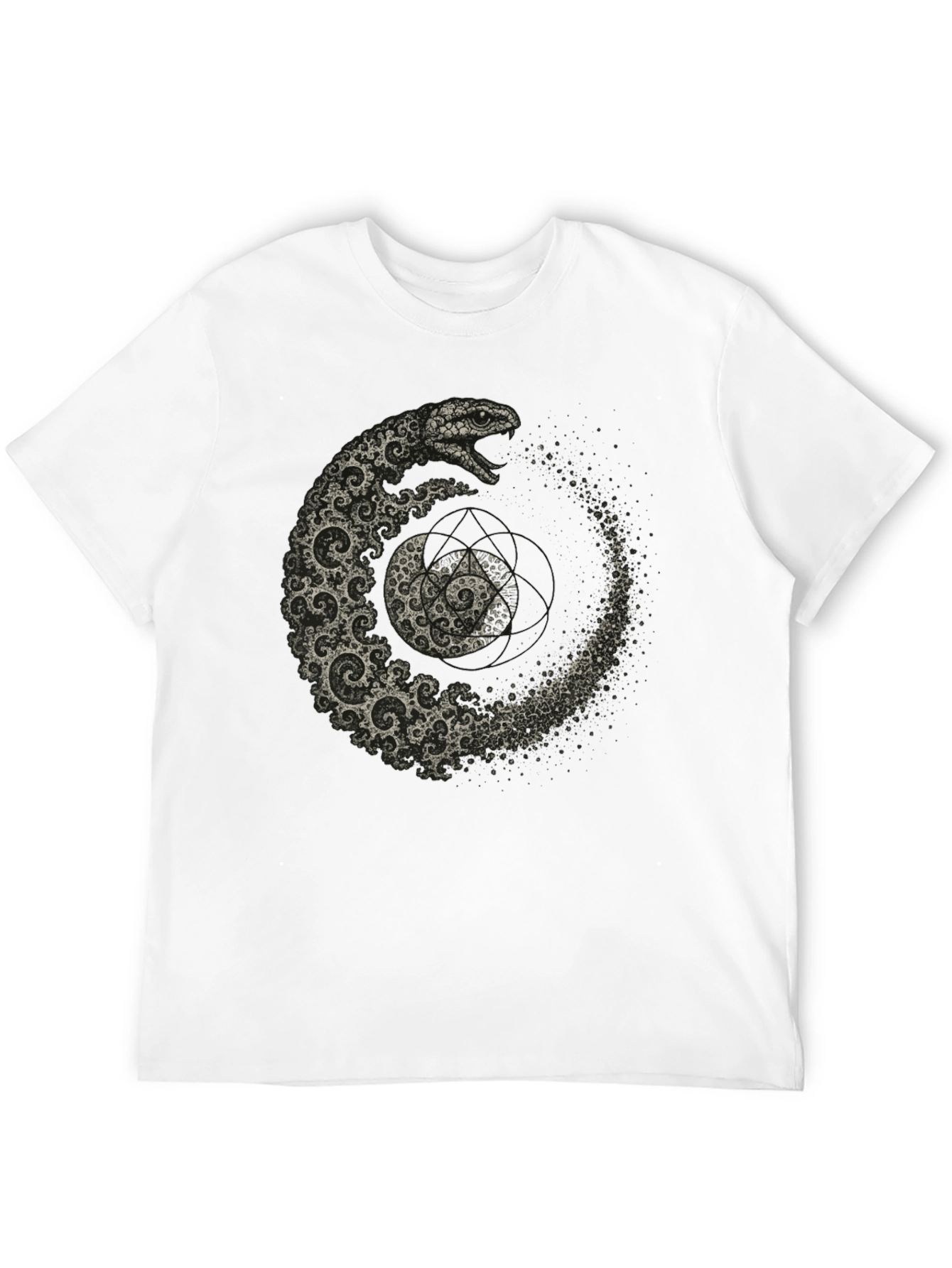 Serpent Spiral T-Shirt - Geometric Snake Design