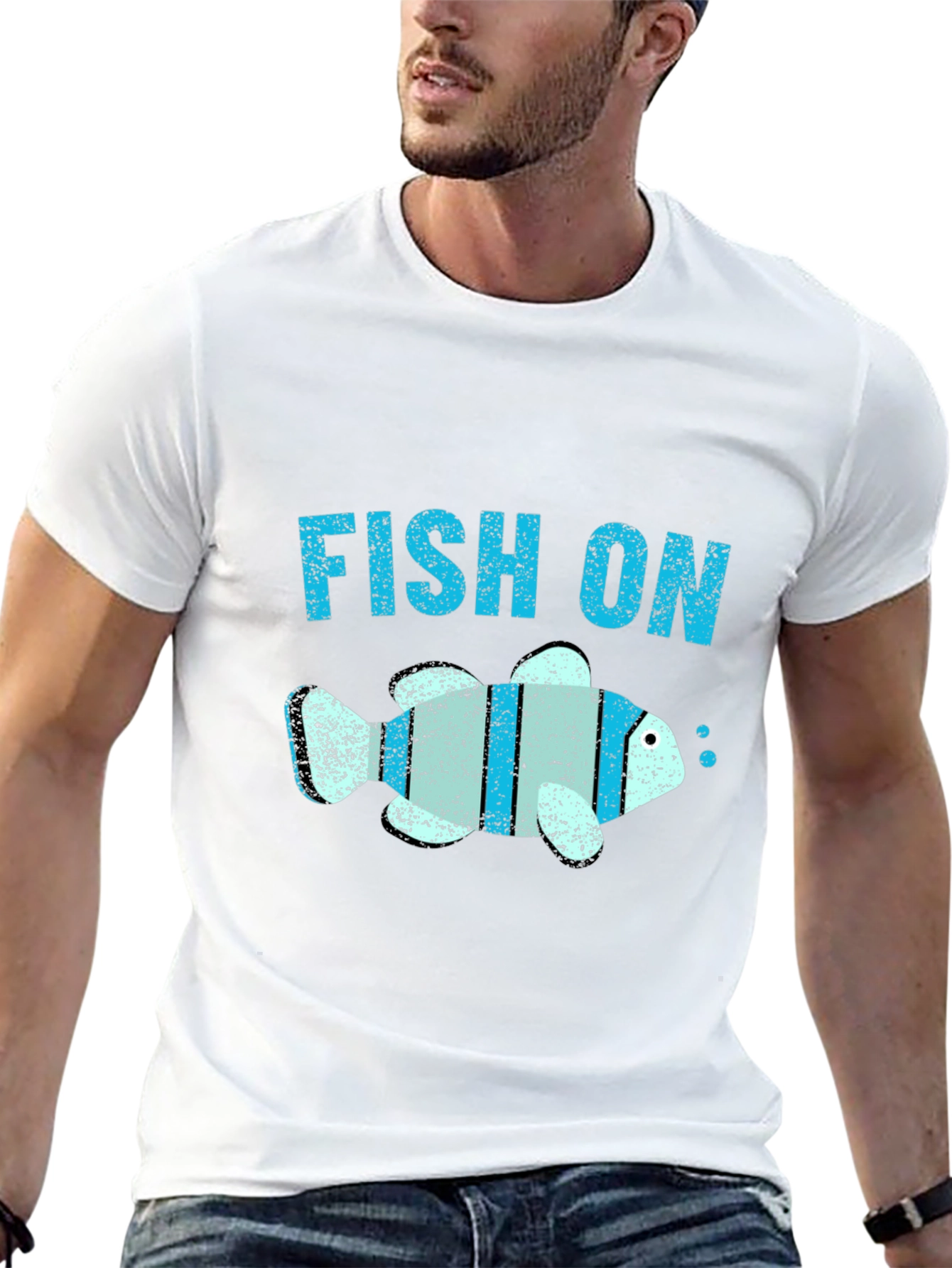 Fish On Graphic Tee - Black Cotton Comfort