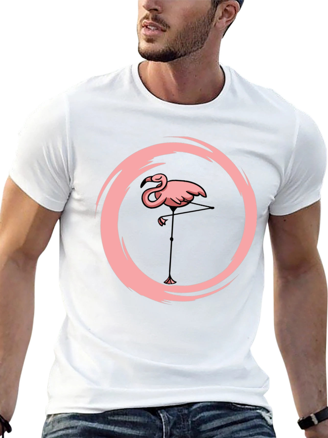 Flamingo Graphic Print Black T-Shirt