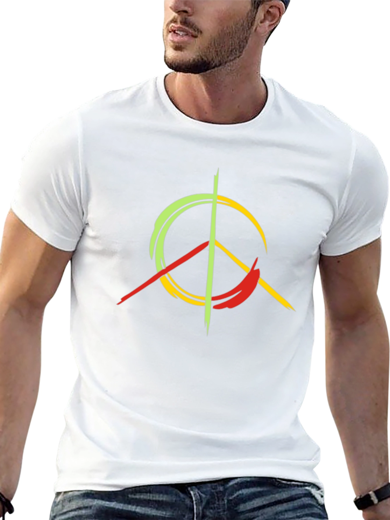 Peace Sign Graphic Tee - Black Cotton Blend