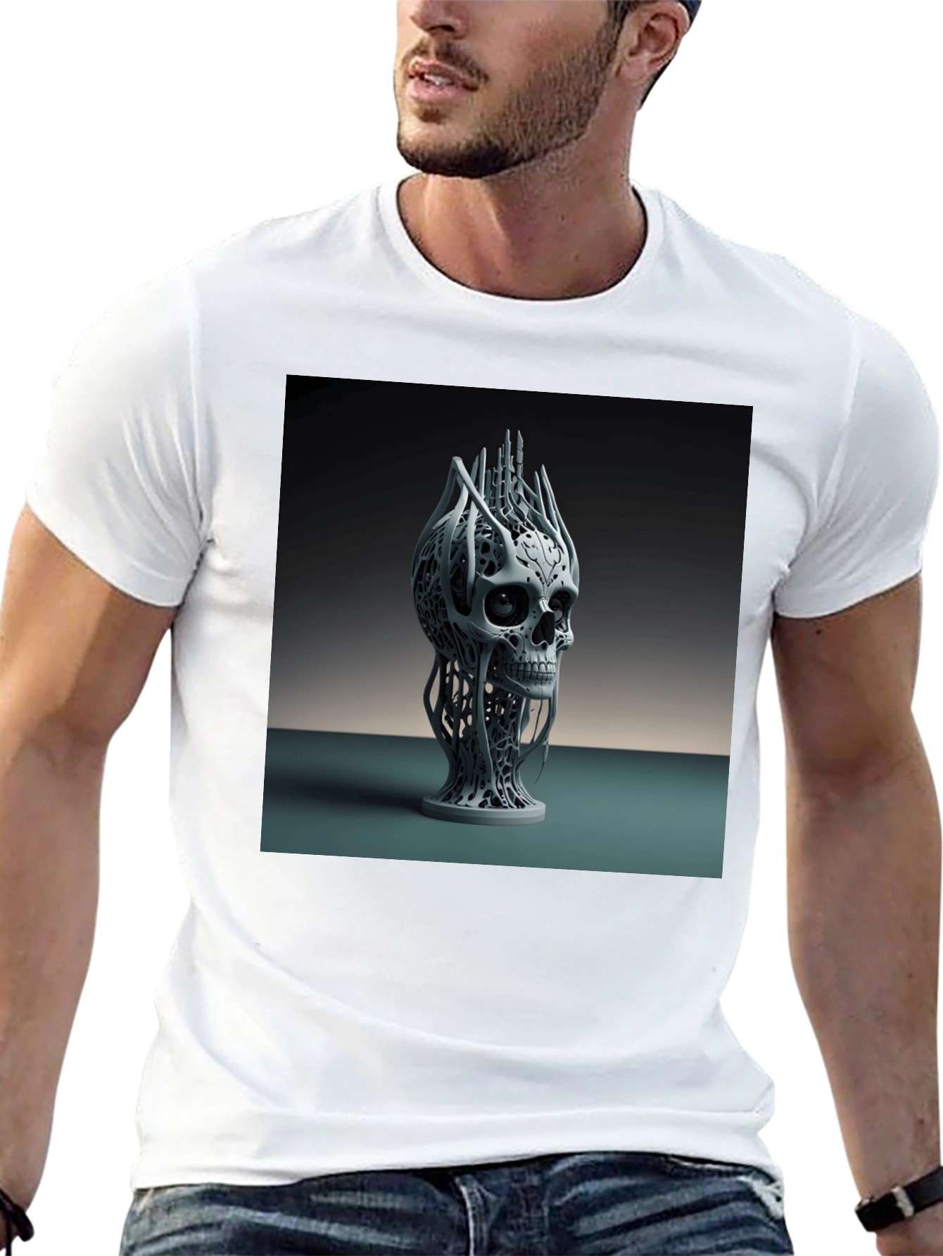 Abstract Skull Graphic Tee - Modern Art Design