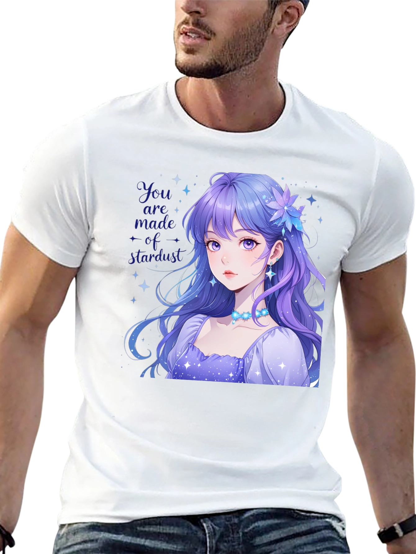 Stardust Anime Girl Graphic T-Shirt - Trendy Cosplay Apparel