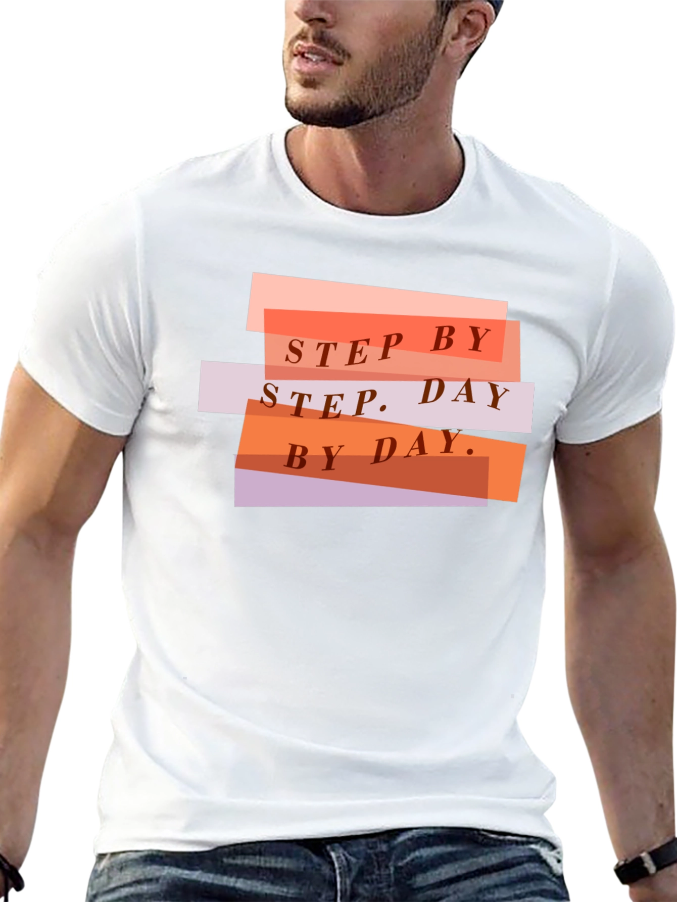 Step by Step Graphic T-Shirt - Black Casual Tee